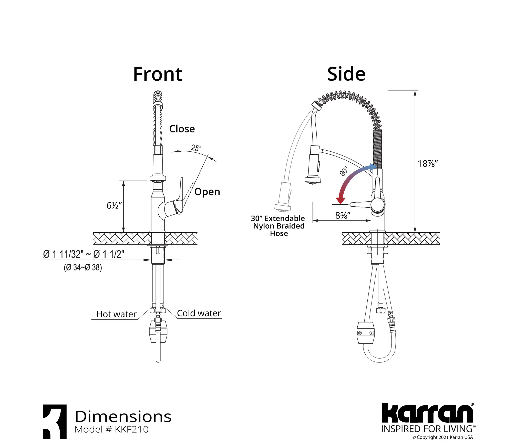 Karran 1-Handle Pull-Down Kitchen Faucet With Soap Dispenser, Stainless Steel