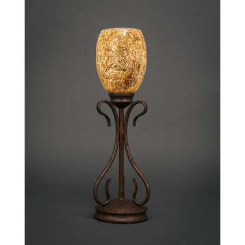 Swan Mini Table Lamp In Bronze, 5" Gold Fusion Glass