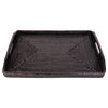 Artifacts Rattan™ Rectangular Vanity Tray With High Handles, Tudor Black, 17"x12"
