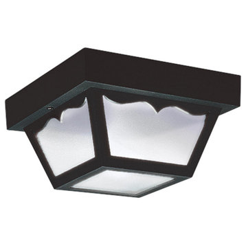 1-Light Outdoor Ceiling Flush Mount, Black