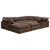 Sunset Trading Puff 6-Piece Fabric Slipcover Sectional Sofa in Brown