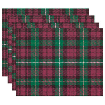 Tartan Plaid 18"x14" Red Holiday Print Placemat, Set of 4