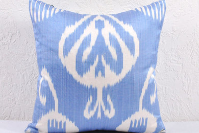 Blue Ikat 15"  Pillow Cover