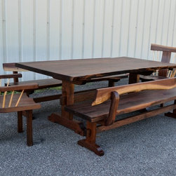 7ft Live Edge Walnut dining Set - Dining Sets