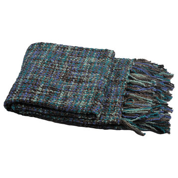 Jumbo Naga Knitted Throw Blanket, Deep Teal, 60"x80"