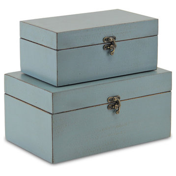 Weathered Blue Boxes, Set of 2