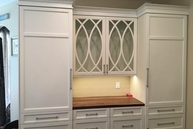 White Kitchen Double Arch Mullion Doors Cabinetry & work space