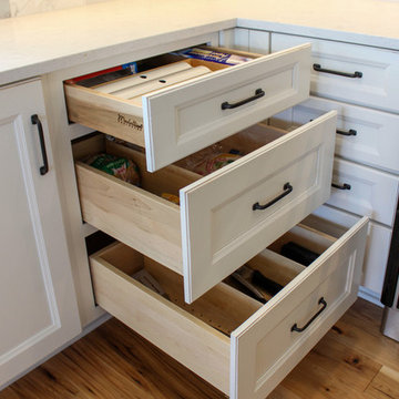 White and Gray Kitchen with Massive Storage Solutions