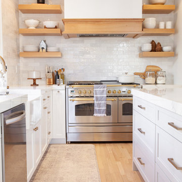 Transitional Kitchen Featuring Rift Cut Oak Accents