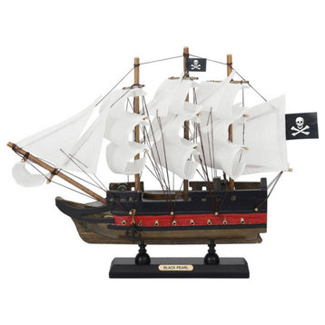Wooden Black Pearl with White Sails Limited Model Pirate Ship 12''