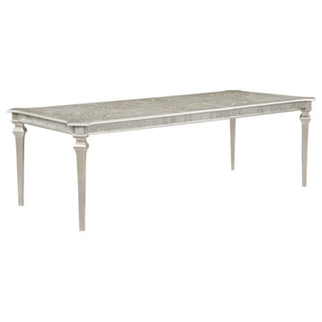 Coaster Evangeline Wood Rectangular Dining Table with Extension Leaf in Silver