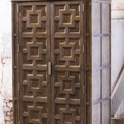 Rustic White Oak Armoire - Furniture