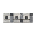 Tumbled Carrara Venato Carrera Marble 4x12 Listello Tile Mosaic Border, 1 sheet