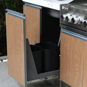 Bespoke 5B Modular Outdoor Kitchen in Wood Pattern Panels
