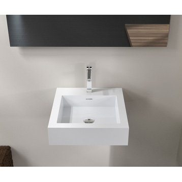 Badeloft Stone Resin Wall-mounted Sink, Glossy White, Small