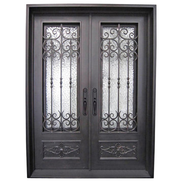 Envidia 72"x96" Wrought Iron Door, 8" Jamb, Aged Bronze Patina, Left Hand