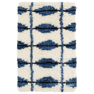 Noma Indigo Woven Wool Rug, 5'x8'