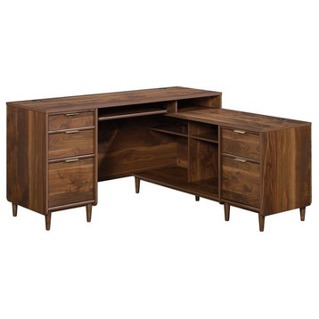 Sauder Clifford Place Engineered Wood L-Shaped Computer Desk in Grand Walnut
