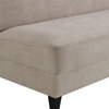 Midcentury Loveseat Settee, Armless Design With Ivory Chenille Fabric Upholster