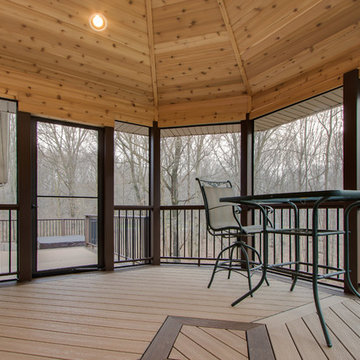 Chocolate Hot Tub Deck with Screened Porch