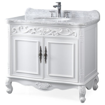 39" Carbone Antique Style White Bath Vanity