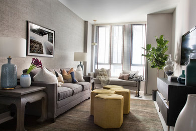 Inspiration for a contemporary living room remodel in Boston
