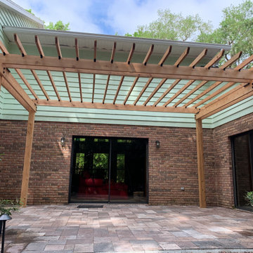 Xeriscape in Florida Large Property No Lawn just Plants Hardscape Pergola Arbor