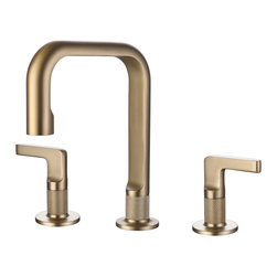 RBROHANT - Brush Gold Three Hole Widespread Bathroom Faucet - Bathroom Sink Faucets