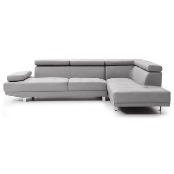 Riveredge 109" W 2 Piece Faux Leather L Shape Sectional Sofa, Gray