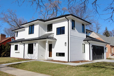 Example of a transitional exterior home design in Chicago