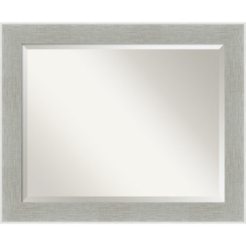 Glam Linen Grey Beveled Bathroom Wall Mirror - 33 x 27 in.