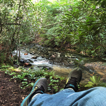 Relaxing by the rapids.