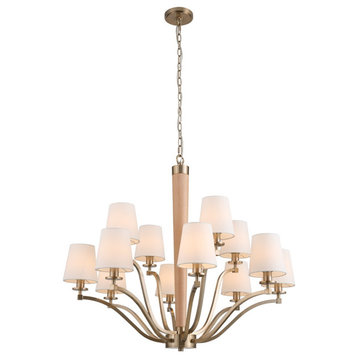 Curva 12-Light 2-Tier Chandelier in Brushed Champagne Gold