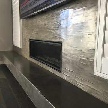 Concrete floating hearth 17 feet long