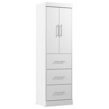 Pemberly Row 2-Door Engineered Wood Storage Unit with 3 Drawers in White