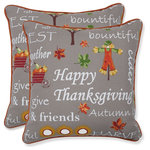 Pillow Perfect - Autumn Harvest Haystack Indoor/Outdoor Throw Pillow Set of 2 - Welcome autumn with this decorative pillow set displaying the perfect combination of heartwarming sentiments & cherished harvest elements. Rich, vibrant colors pop off the neutral background making a statement for any seating area all season long, indoors or outdoors.   Additional features of these throw pillows include a coordinating welt cord, recycled polyester fiber-fill with a sewn seam closure, and UV protection making it suitable for indoor and outdoor use.