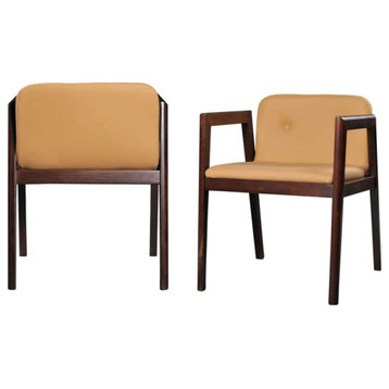 Rosie Modern Camel Eco-Leather Dining Chair, Set of 2