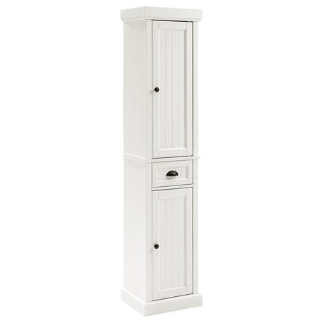 Seaside Tall Linen Cabinet Distressed White