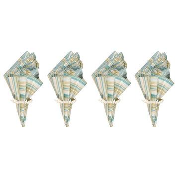 Ocean Sea Shell Starfish Reversible Fabric Napkins Set of 4