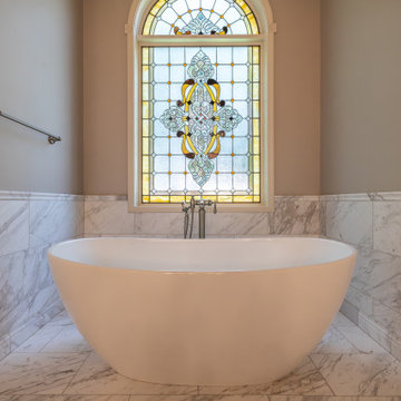 Leawood, Kansas Marble Wrapped Primary Bathroom Remodel