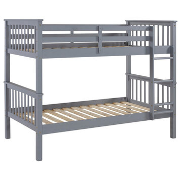 Solid Wood Twin over Twin Mission Design Bunk Bed, Gray