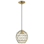 Livex Lighting - Livex Lighting Antique Brass 1-Light Mini Pendant - Add a stylish touch of contemporary inspiration with this creation that features a classic geometric profile offered in multiple finishes.