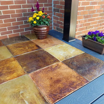DIY beautiful concrete deck tile accent deck