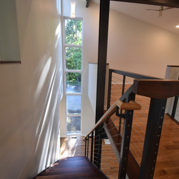 Tower of glass opposite the stairs is an element from inside or out