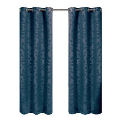 Royal Tradition - Virginia 2PC Blackout Weave Grommet Panels, Navy, 74"x96" - Curtains