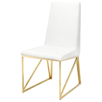 Nuevo Caprice Faux Leather Dining Side Chair in White