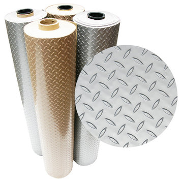 Rubber-Cal "Diamond-Plate Metallic" PVC Flooring - 2.5 mm x 4 ft x 4 ft -Beige
