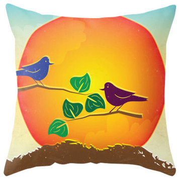 Bright Sunshine Birds Pillow Cover