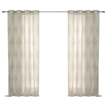 Royal Medallion Linen Blend Curtains, Sage, 52"x84"