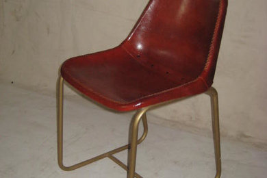 industrial iron leather chair